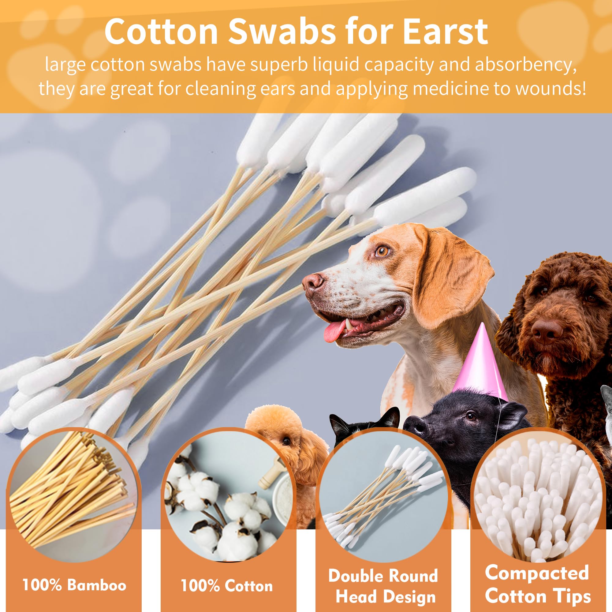 XIAOXINGYUN dog-ear cleaning swabs ideal for ears and small crevices.