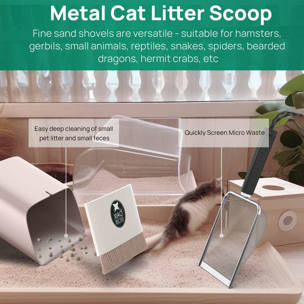 XIAOXINGYUN reptile bedding-sifting scoop helps clean diverse terrarium substrates.
