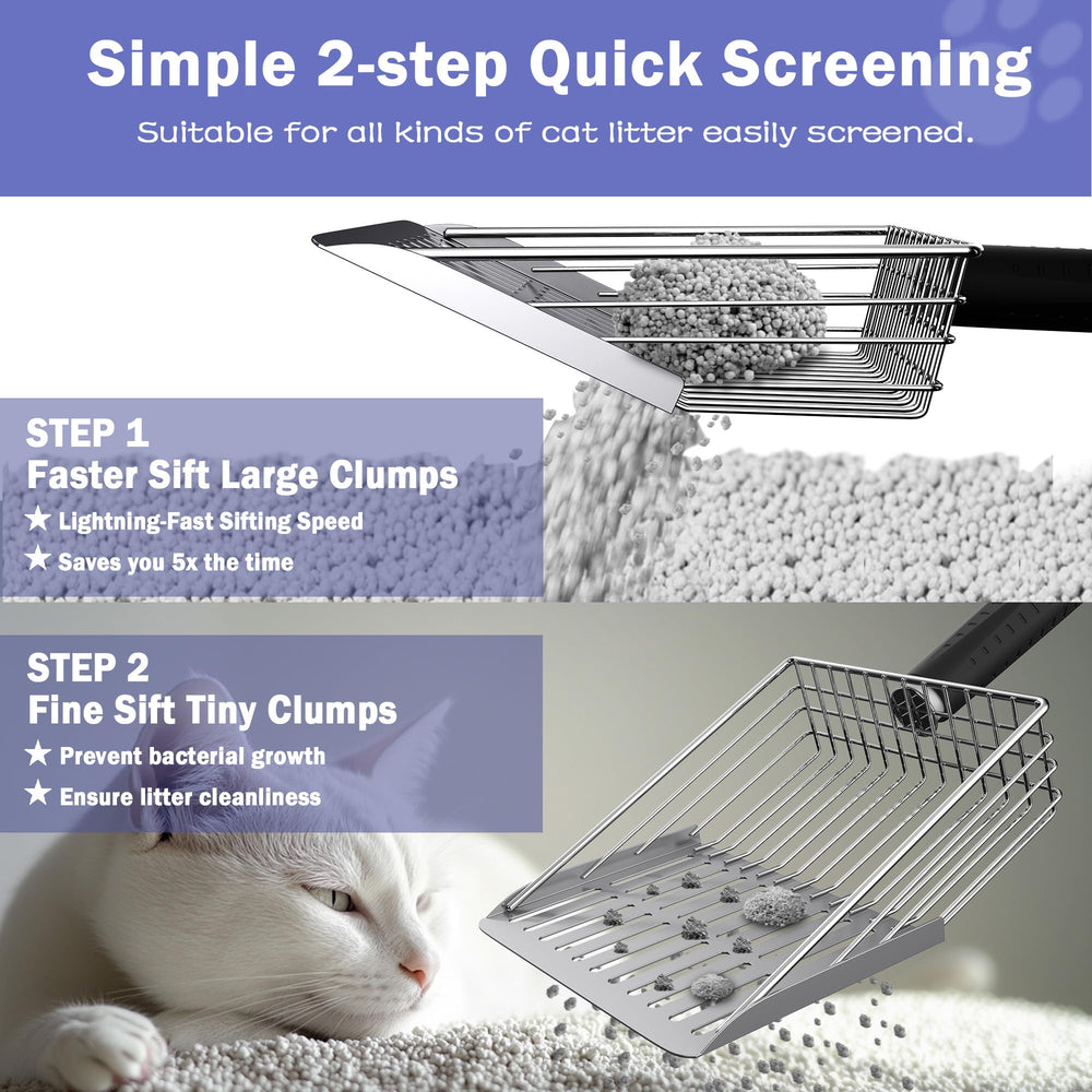 XIAOXINGYUN stainless steel litter scoop with deep scoop surface for thorough cleaning