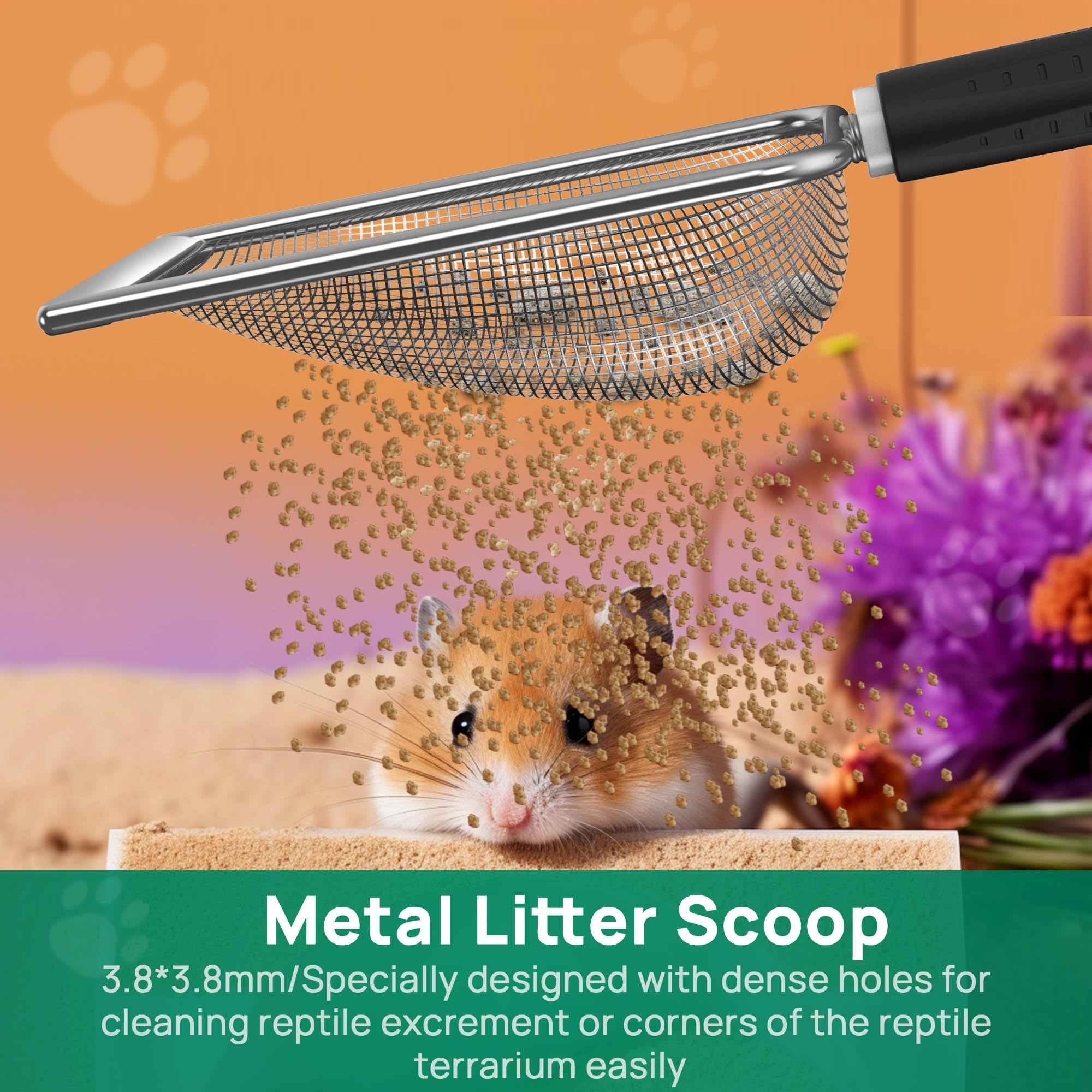XIAOXINGYUN stainless steel litter scoop handle ergonomic design for comfortable grip.