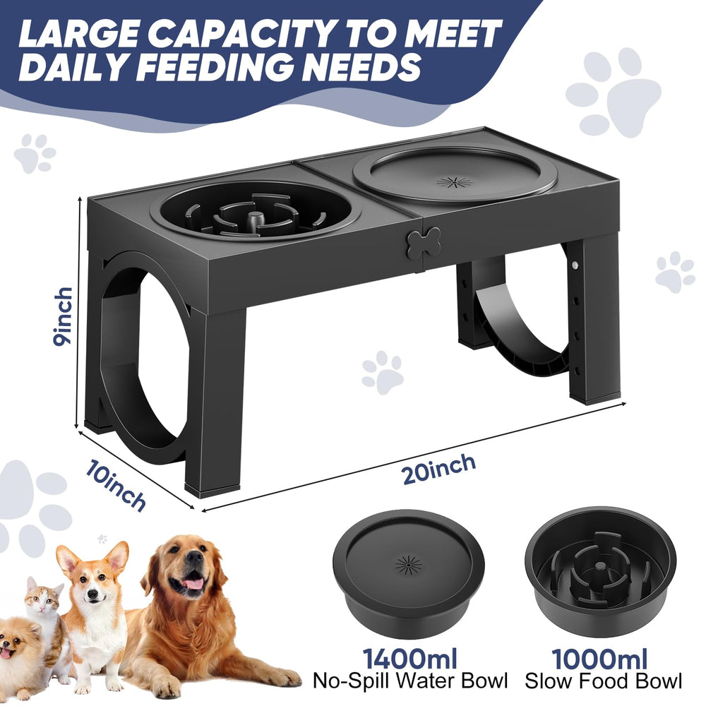XiaZ anti-slip dog feeder stand reduces spills during vigorous mealtime.
