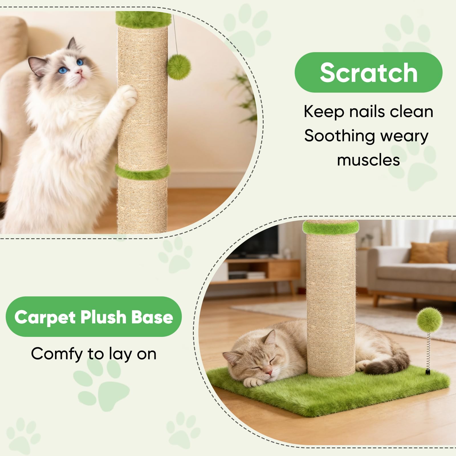 XiaZ cat scratching post 4.5 inch sisal for larger cats.