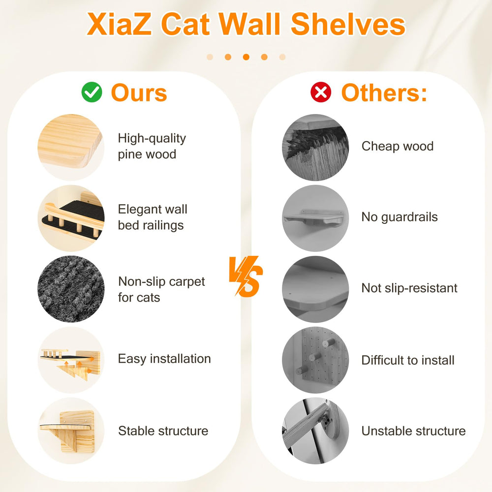 XiaZ cat wall-mounted climber in solid pine blends with decor.