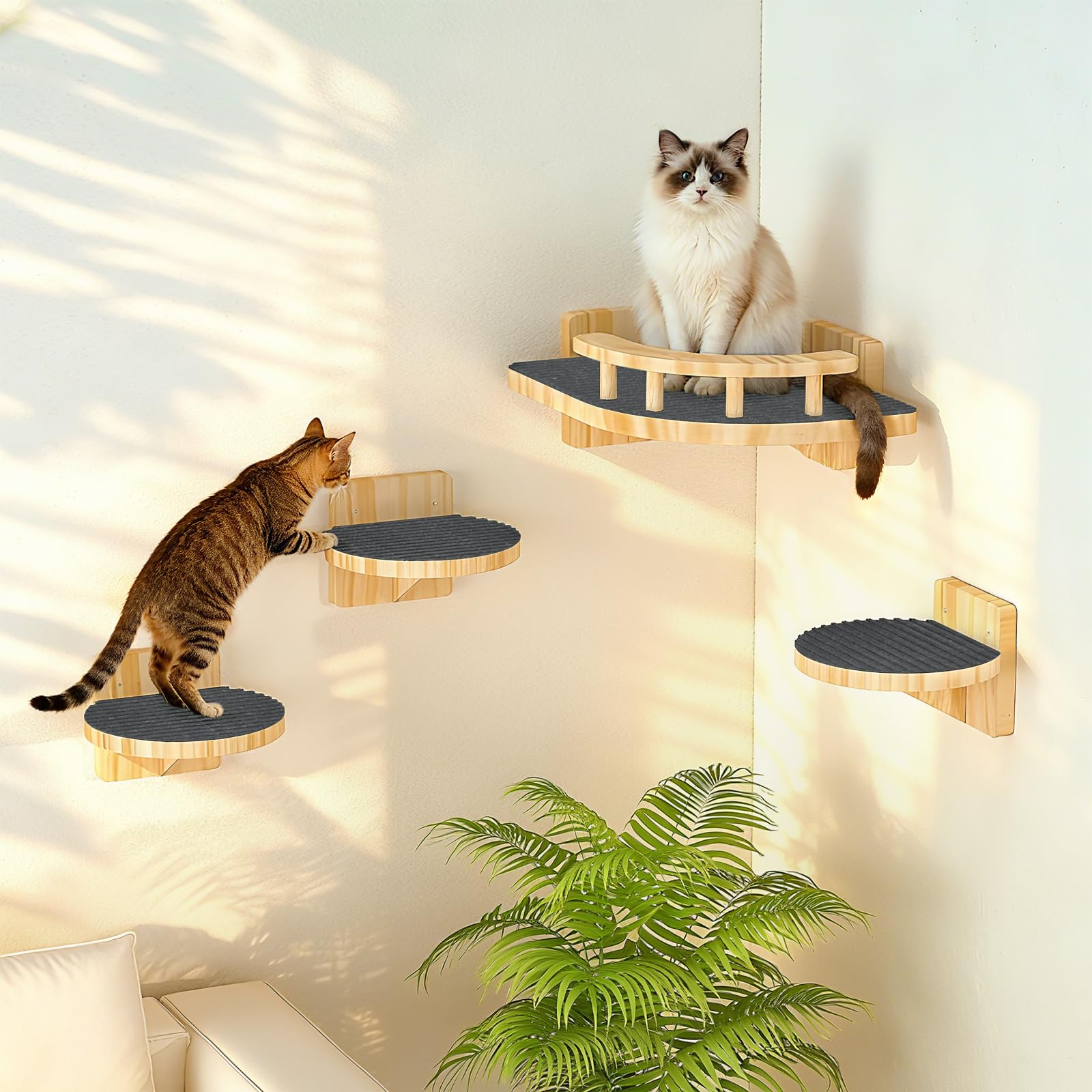 XiaZ Cat Wall Shelves corner perch with 3-wide steps for safe climbing