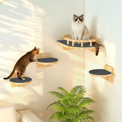 XiaZ Cat Wall Shelves corner perch with 3-wide steps for safe climbing