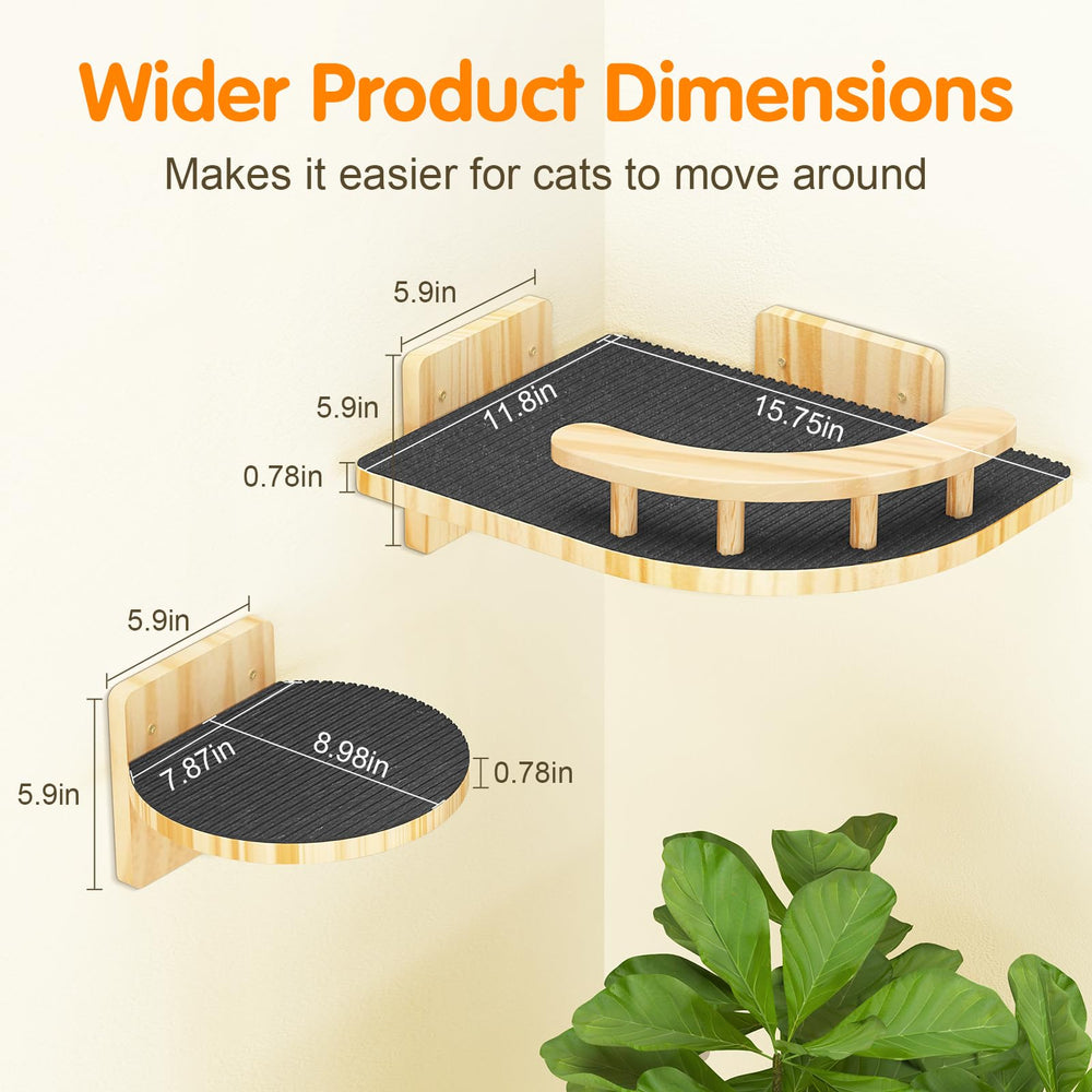 XiaZ Cat Wall Shelves guardrail keeps cats secure while resting or climbing