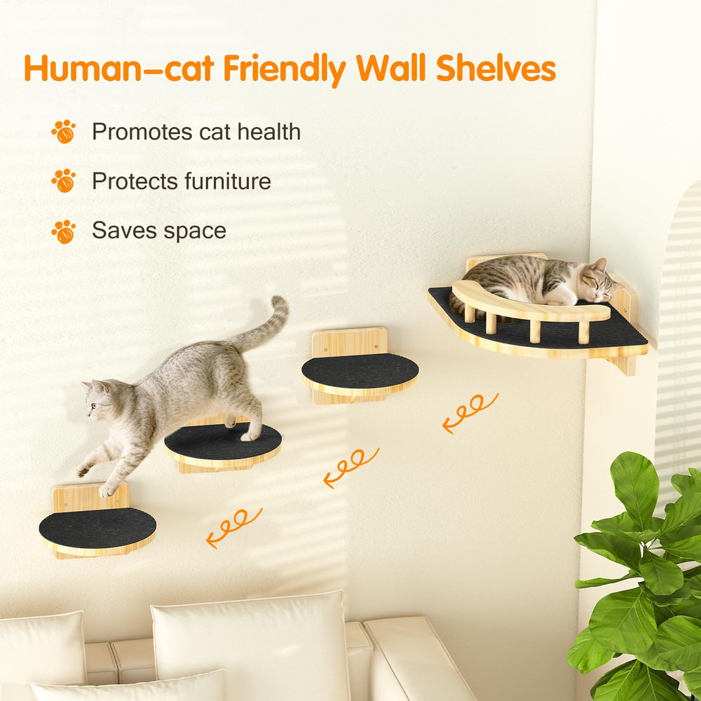 XiaZ Cat Wall Shelves non-slip carpet surface boosts grip during perching