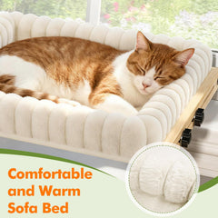 XiaZ window perch provides sturdy wooden support for cats of all sizes.