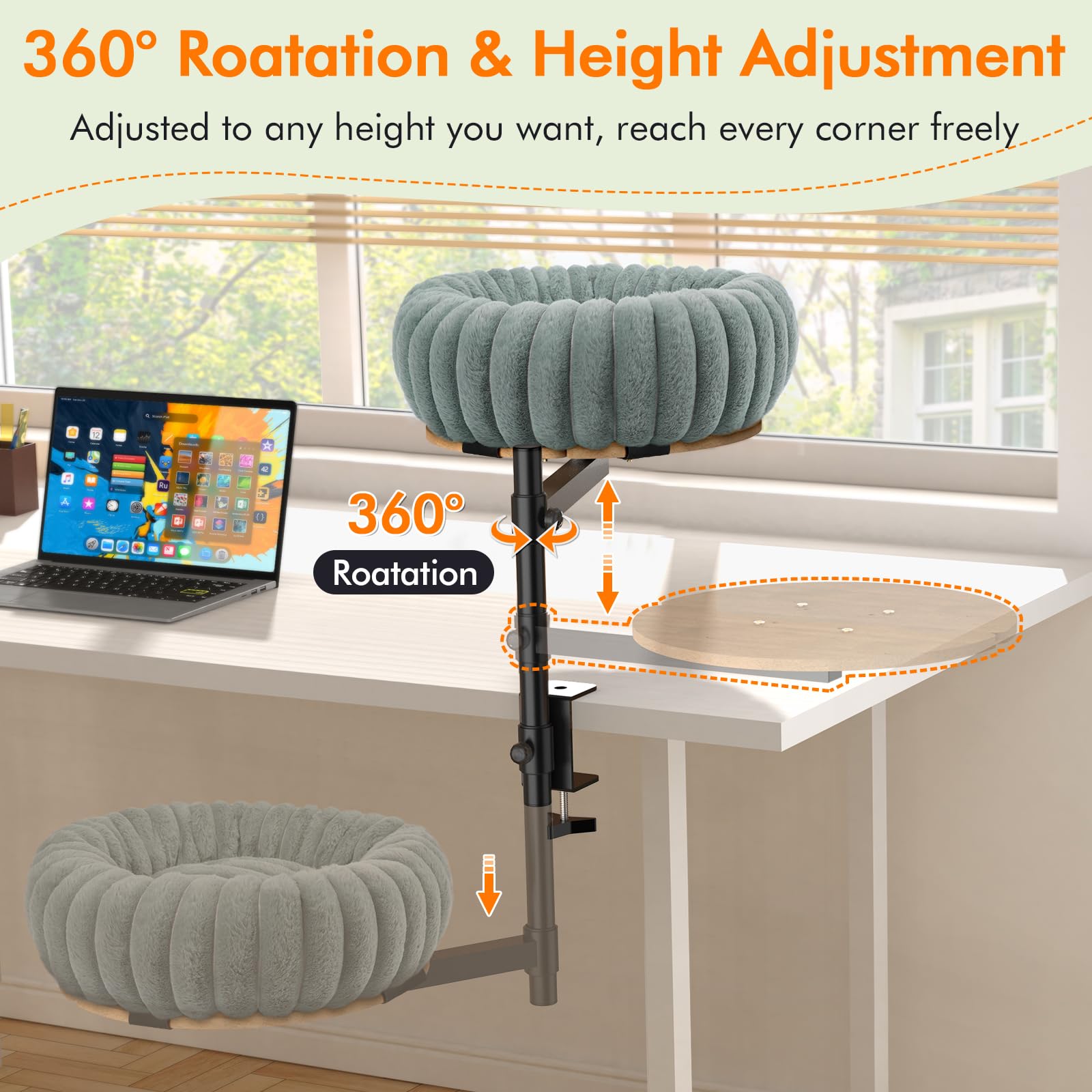 XiaZ desk mount bed installs tool-free on top or under your desk for versatile setup.