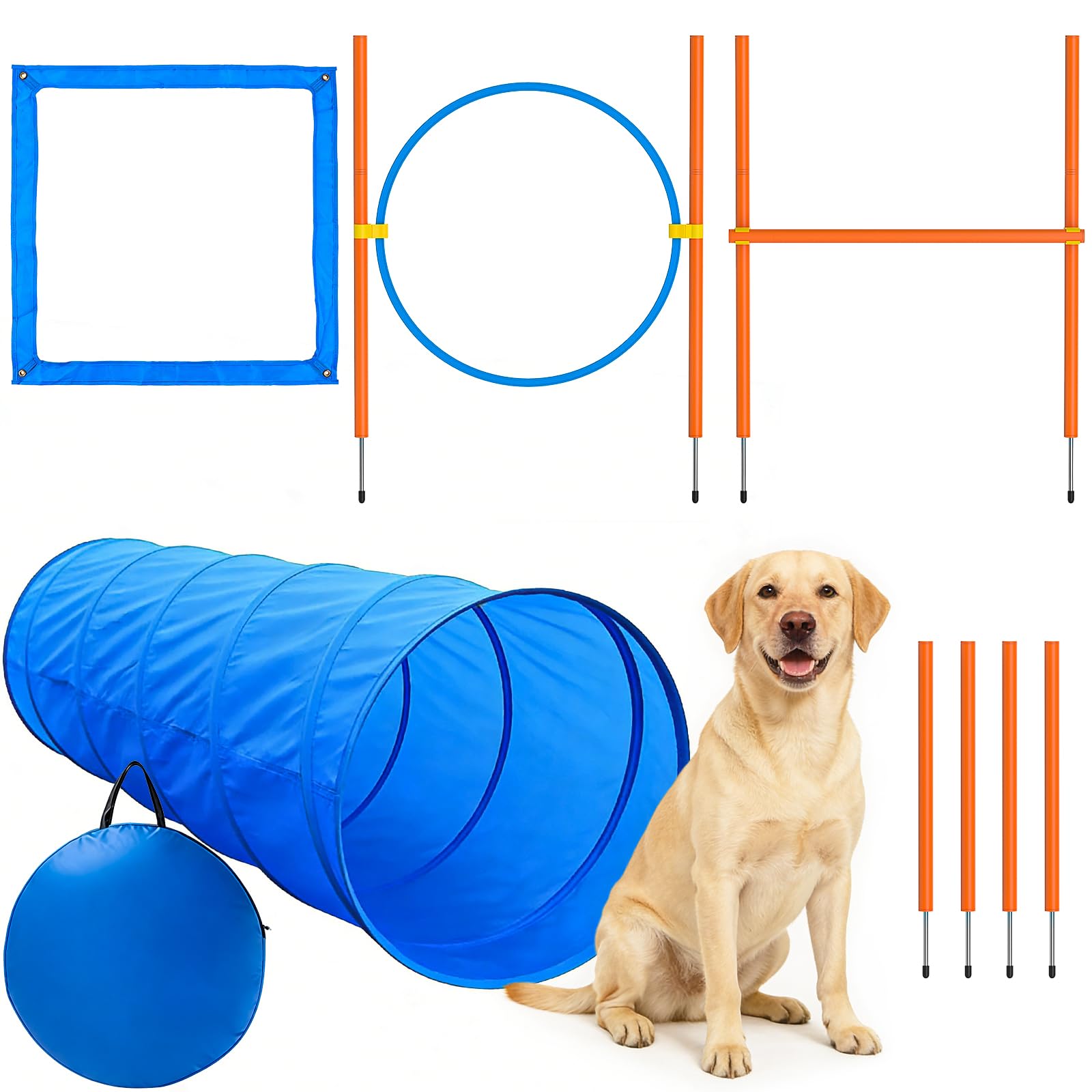 XiaZ Dog Agility Course Backyard Set, complete training kit for backyard fun and obedience