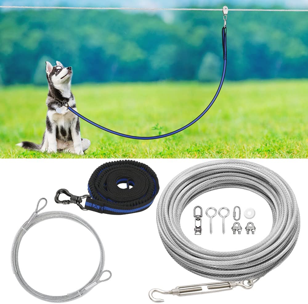 XiaZ dog tie-out cable 100ft secures large outdoor play areas.