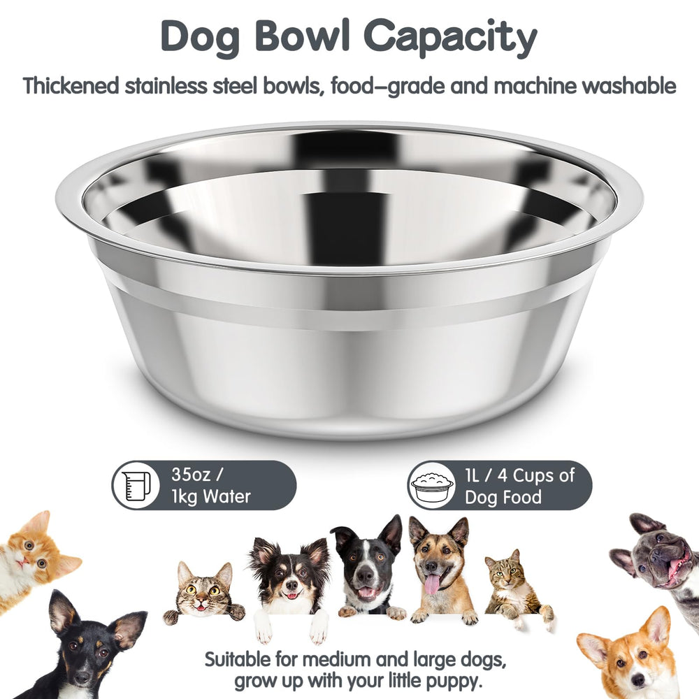XiaZ stainless steel bowls fit securely on the elevated stand.