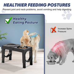 XiaZ large-breed elevated feeder helps posture during meals to support joints.