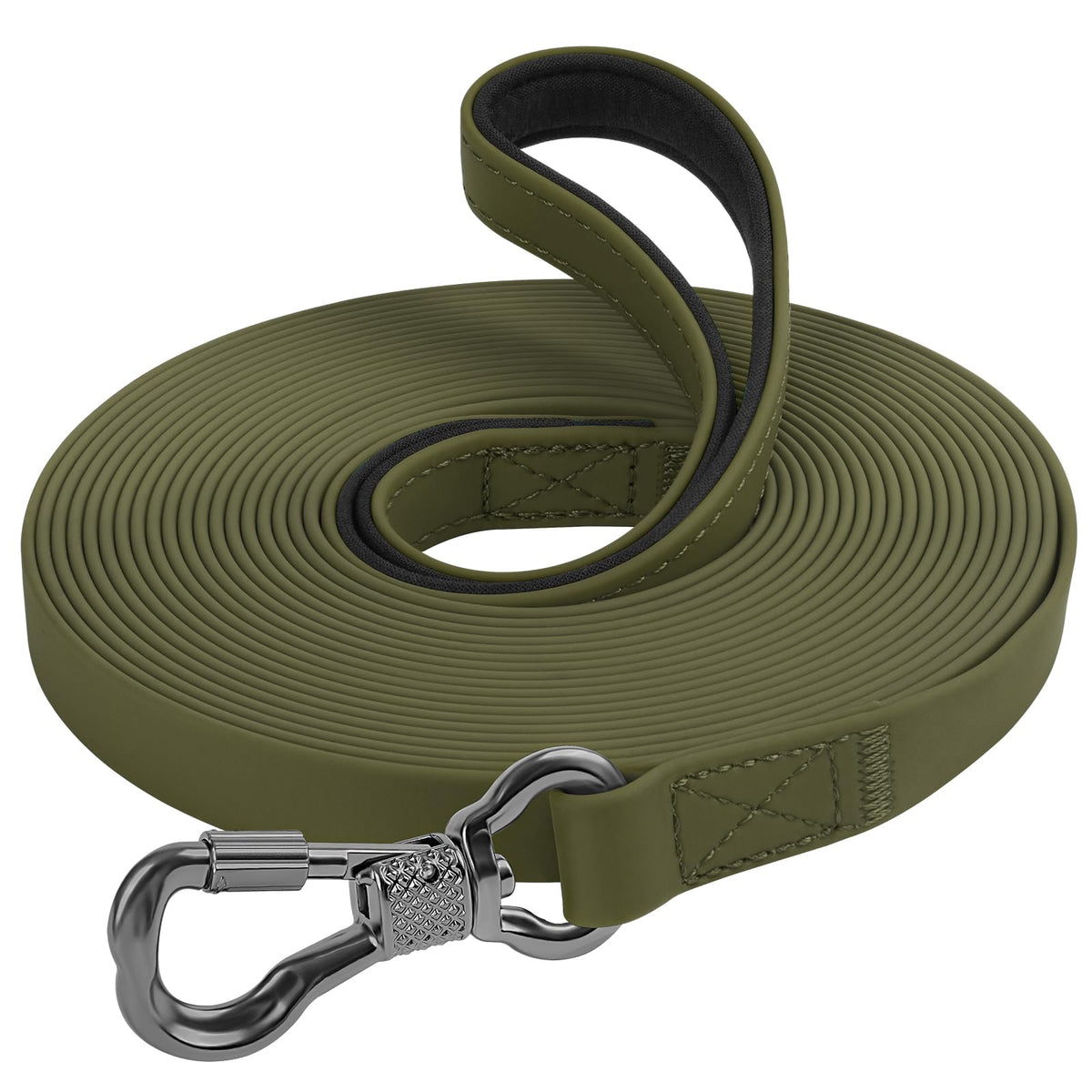 XiaZ olive 30ft long leash for outdoor adventures and reliable control.
