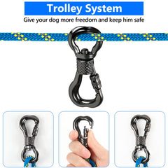 XiaZ overhead trolley system for quick, portable pet containment.