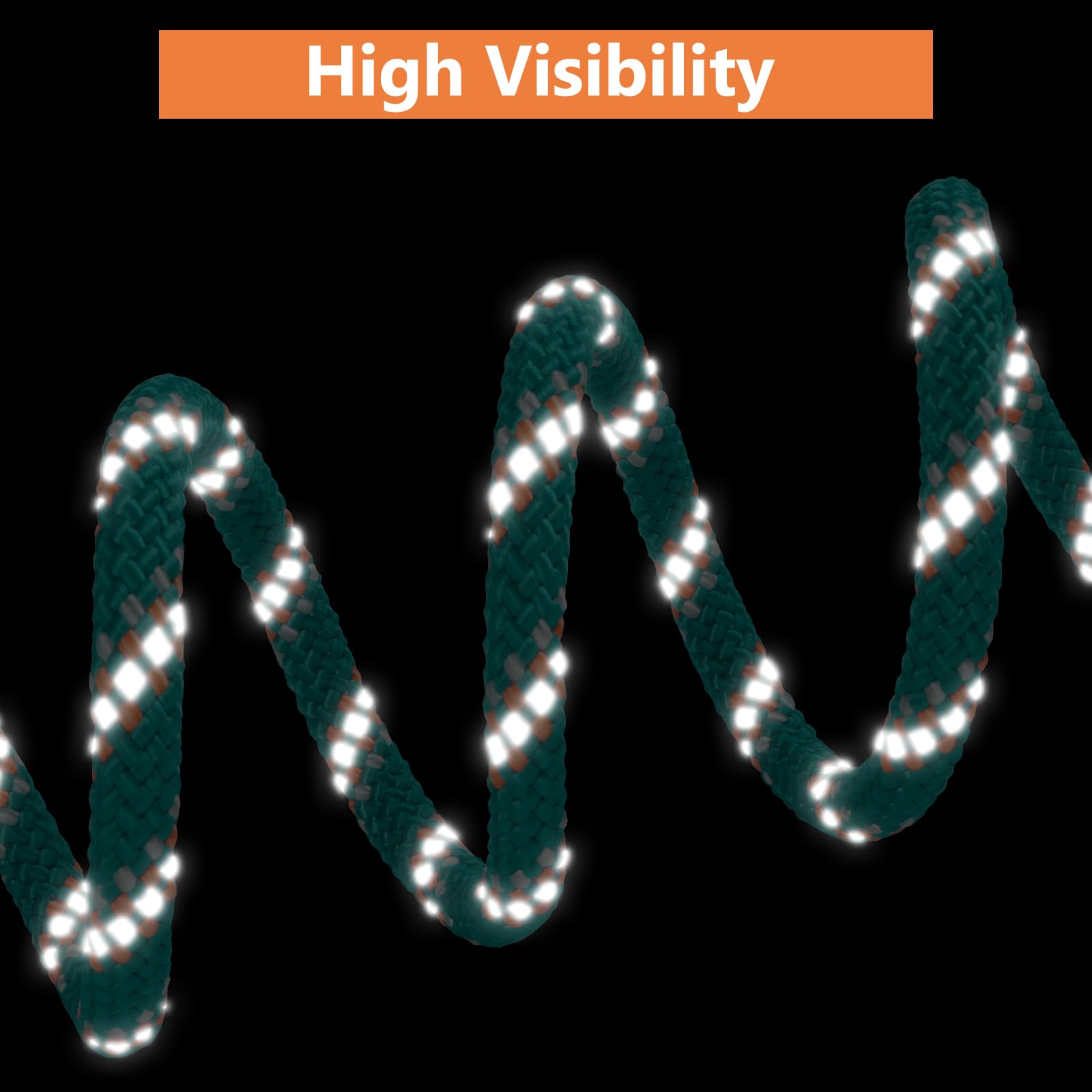 XiaZ reflective kernmantle rope increases night visibility for dogs