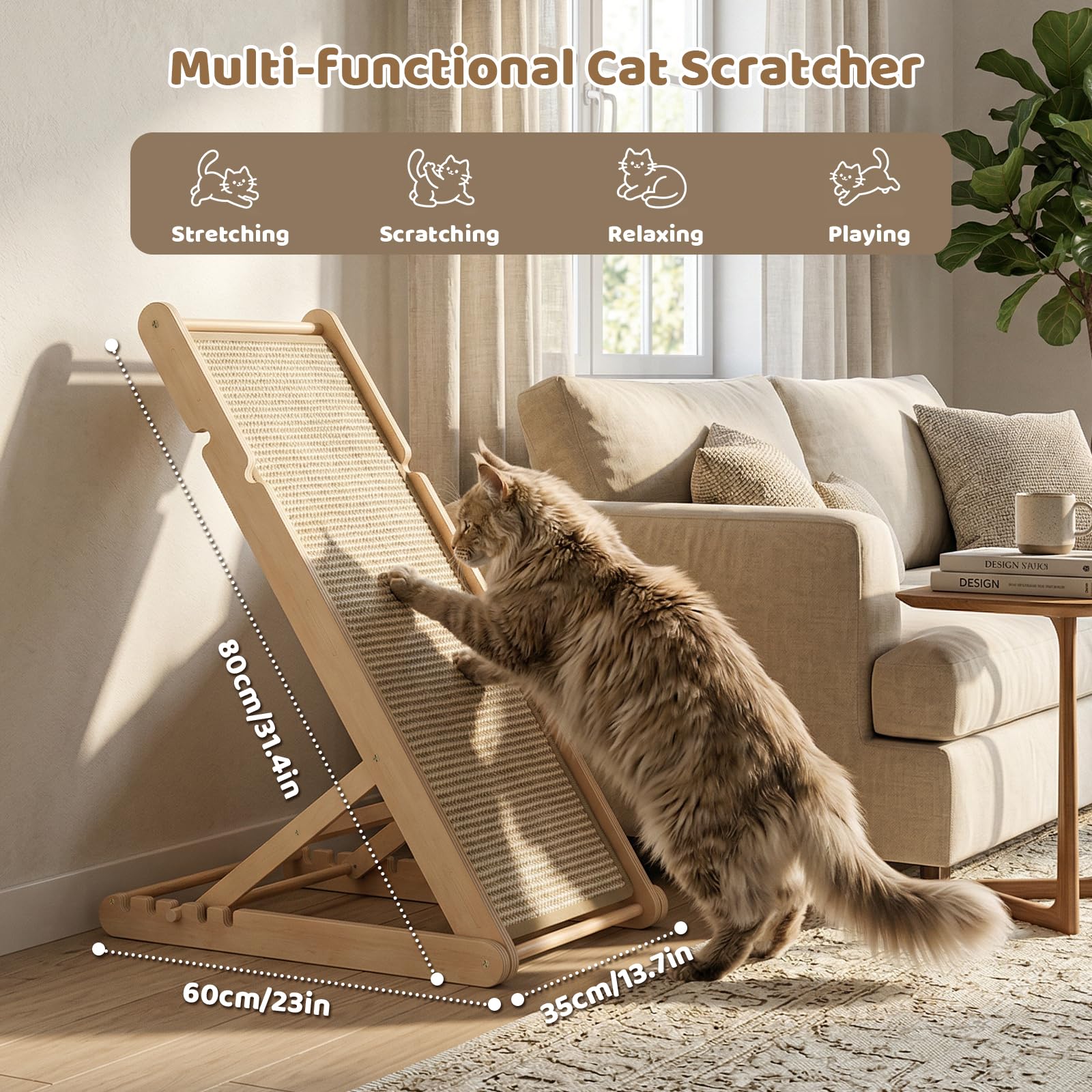 XiaZ adjustable-height 5-angles feature supports comfortable stretching for indoor cats.