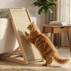 XiaZ sisal cat scratcher with 31-inch wooden board for sturdy scratching and lounging.