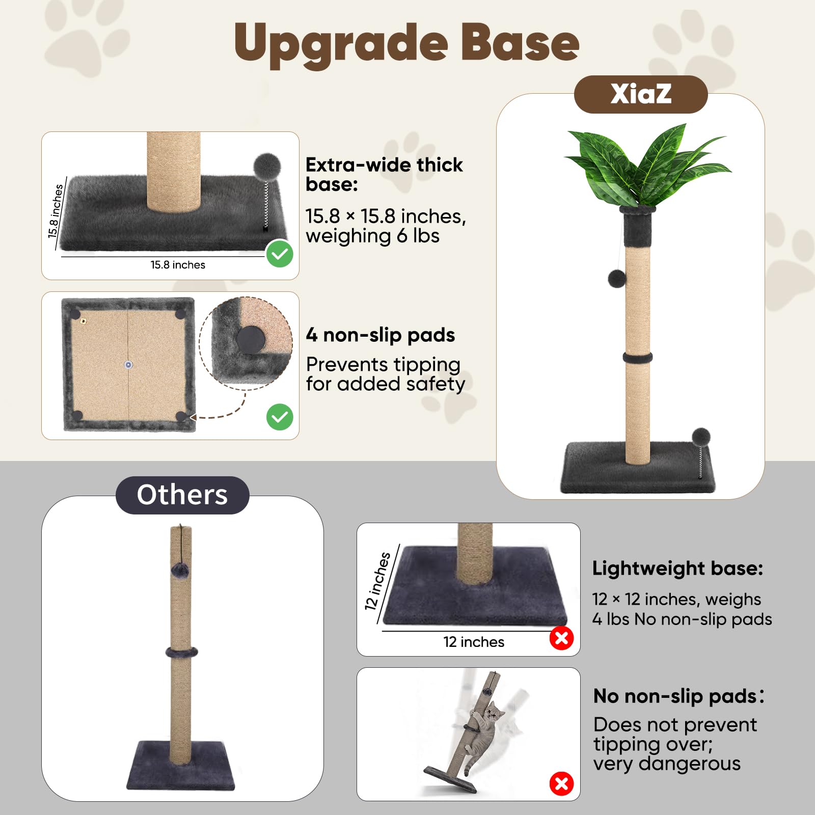 XiaZ 2.8in diameter sisal post for small to medium cats