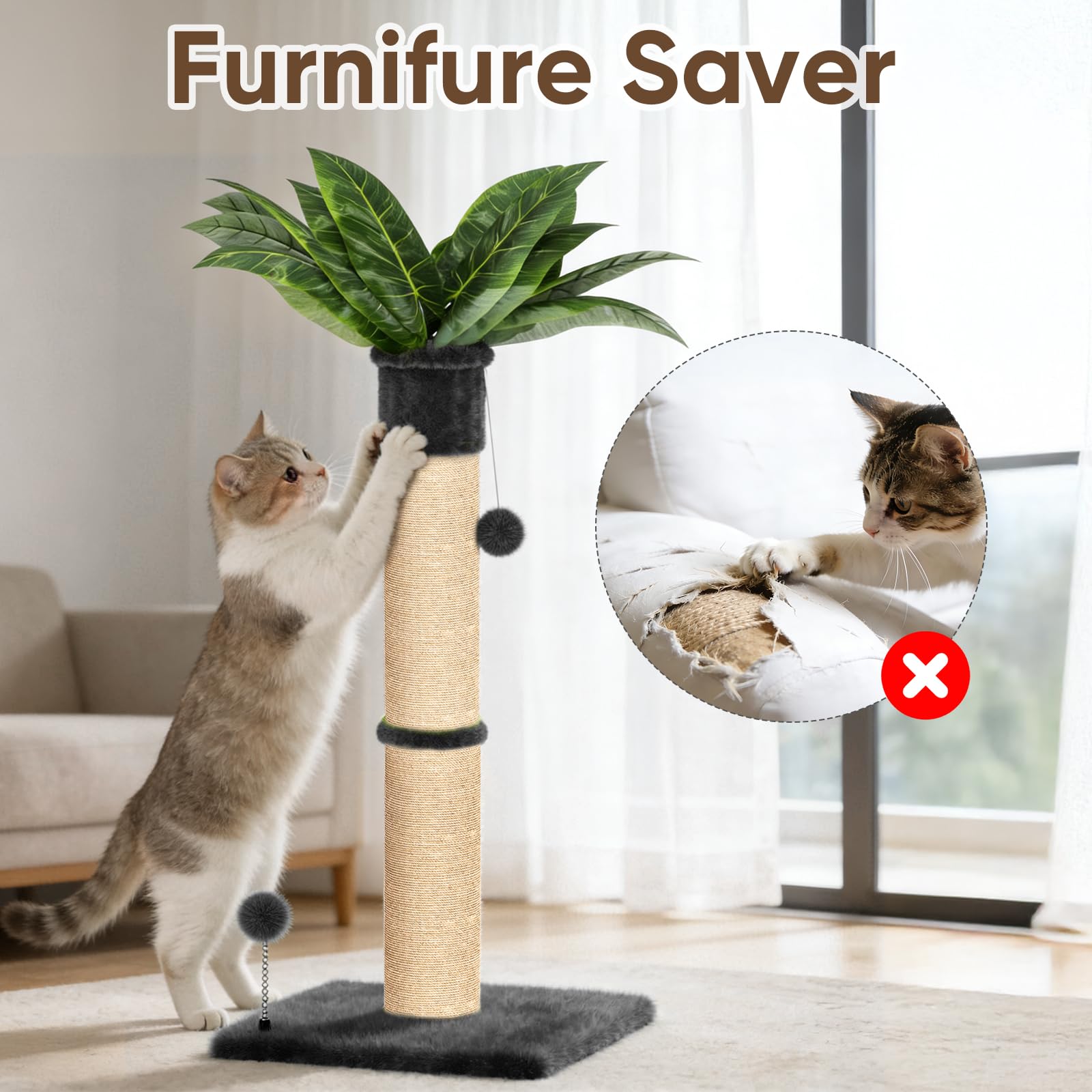 XiaZ 4.5in diameter sisal post suited for larger cats