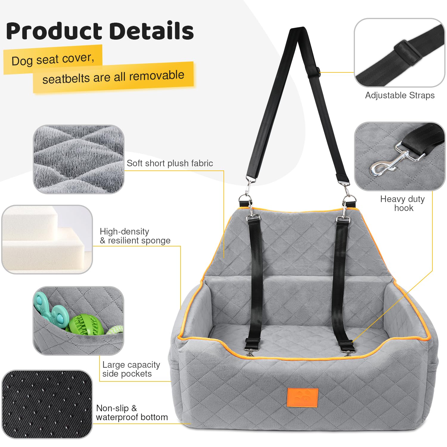 XIEEAOZEE dog car seat bottom non-slip base for secure placement