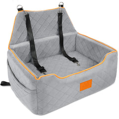 XIEEAOZEE dog car seat front view showing elevated seating for better outdoor view