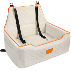 XIEEAOZEE dog car seat front view showing elevated seating and comfort payoff.