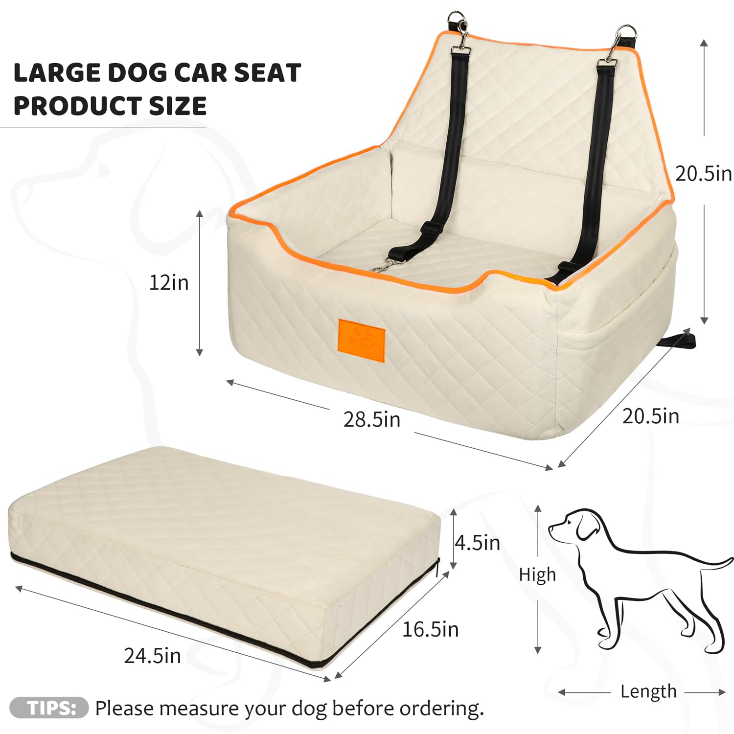 XIEEAOZEE dog car seat side installation highlighting secure belt attachment.