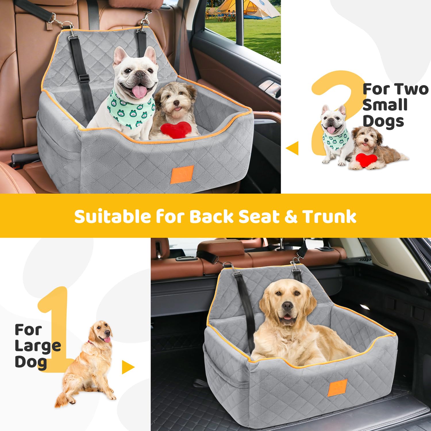 XIEEAOZEE dog car seat side pockets for treats and toys