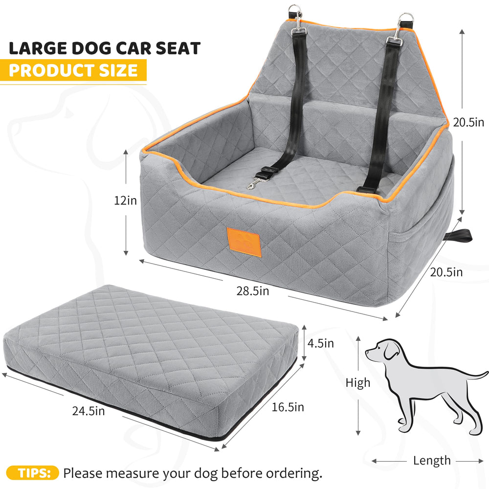 XIEEAOZEE dog car seat side view highlighting spacious interior and stability