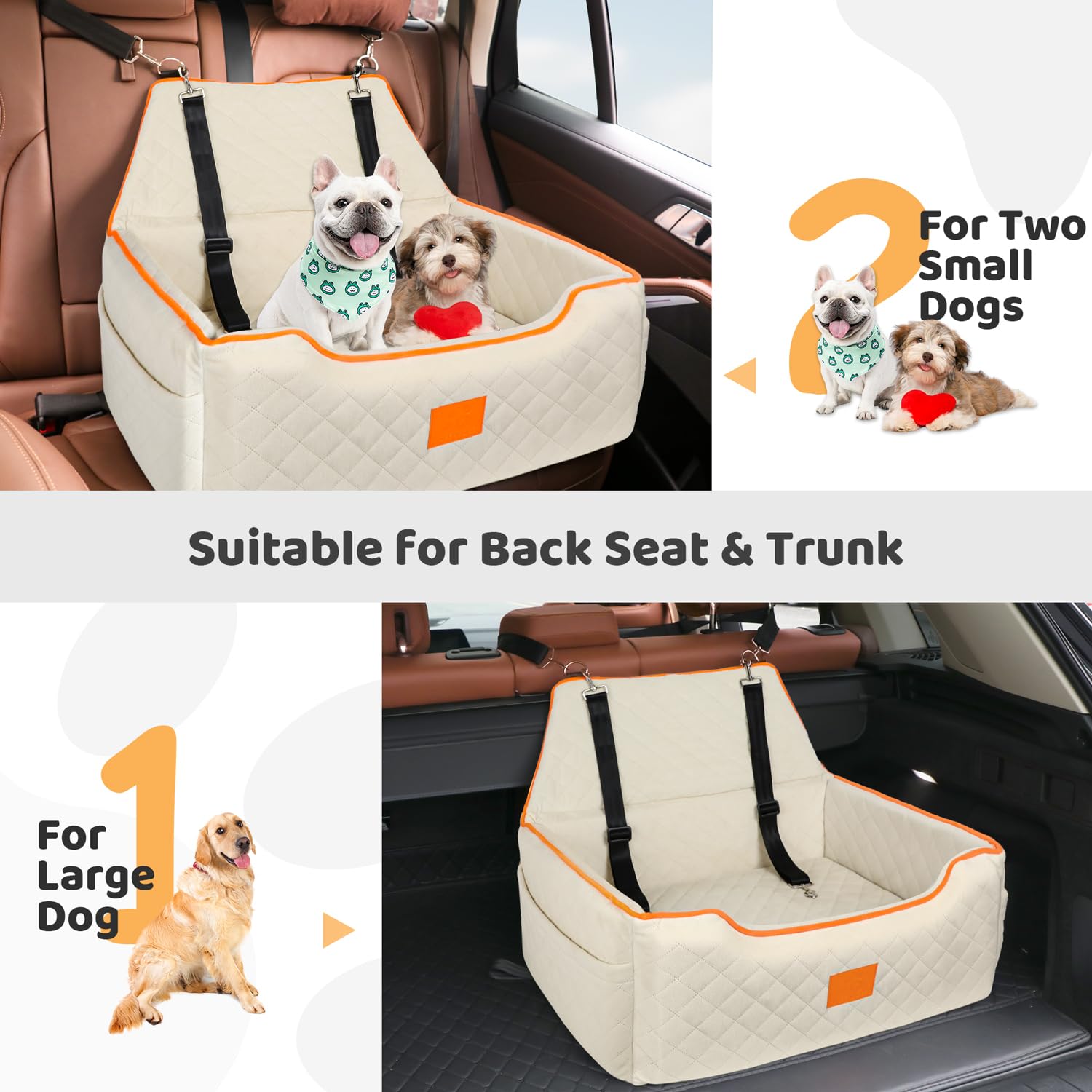 XIEEAOZEE dog car seat storage pockets for treats and toys.