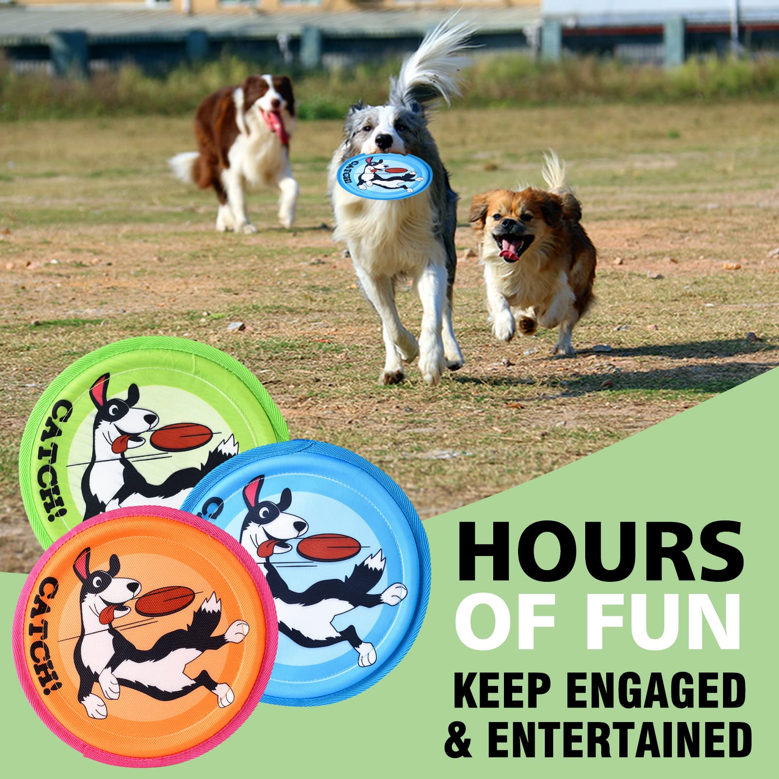 XIGOU Dog Flying Disc with soft frame supports gentle teeth during play.