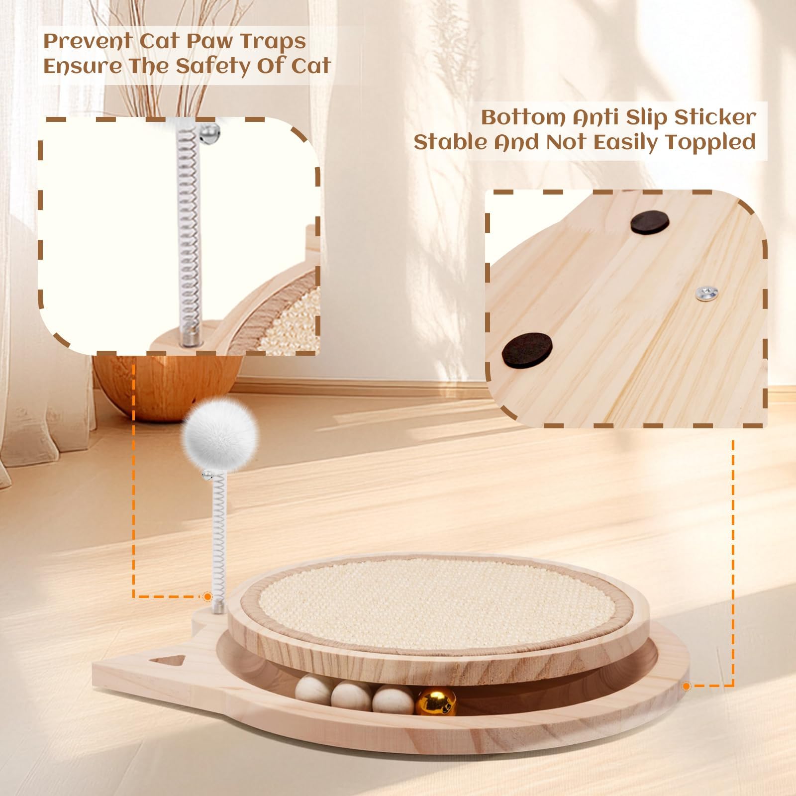 Xihan wood base with anti-slip stickers prevents tipping during play