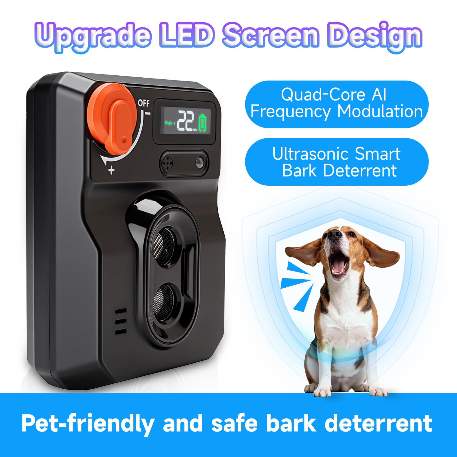 XIMUSON humane ultrasonic bark deterrent interrupts barking without stress.