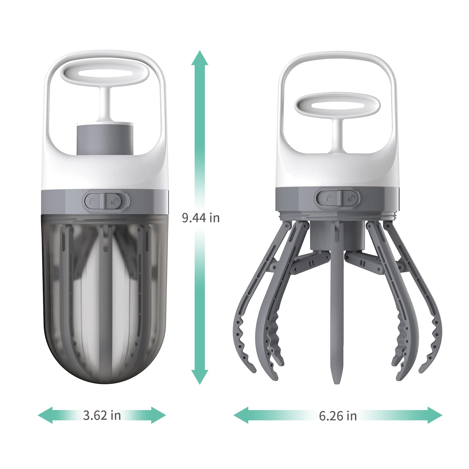 Xinzs Pooper Scooper non-touch pickup claws deliver mess-free cleanup.