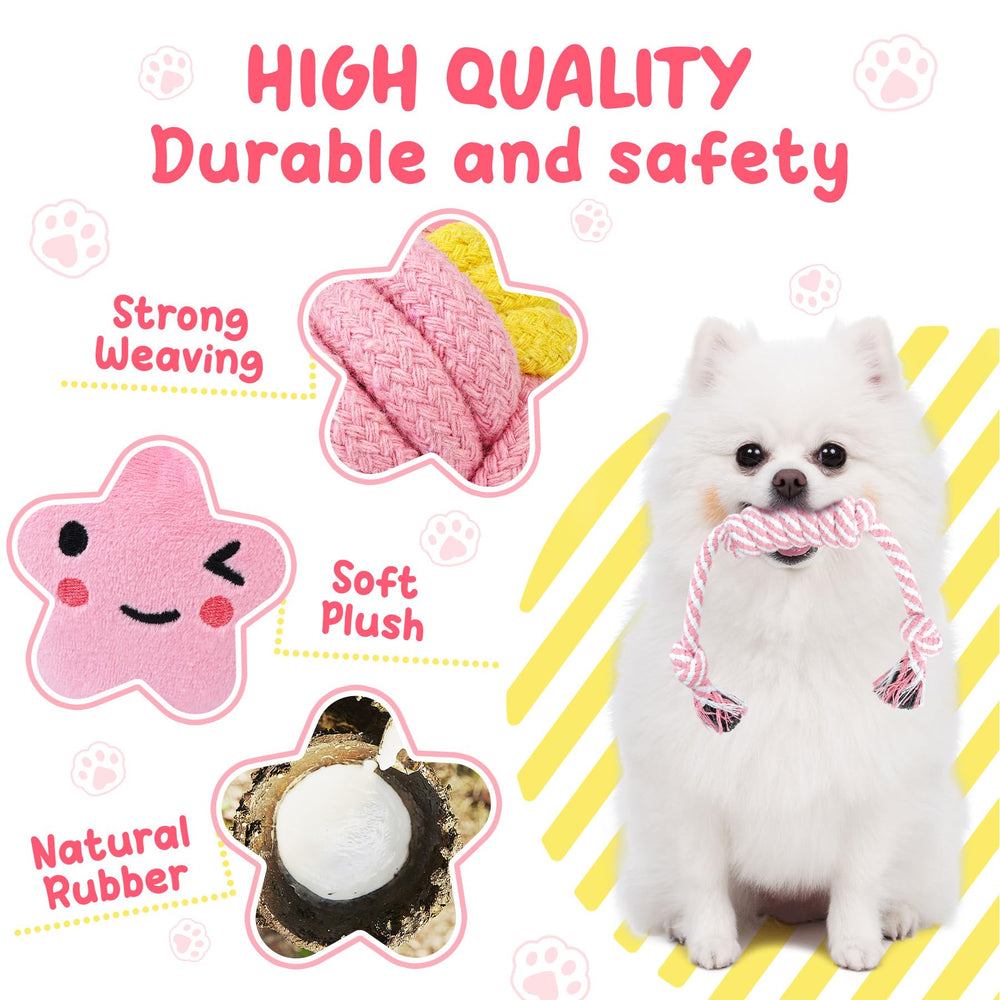 XIUGOAL pink puppy toy with crinkle and squeak for sensory engagement