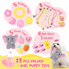 XIUGOAL pink puppy squeaky plush toy captures attention during play