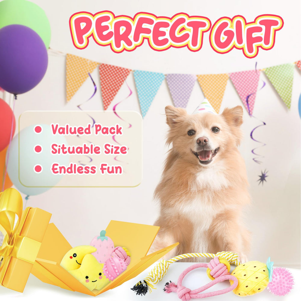XIUGOAL pink toy pack image showing variety for small breeds and boredom relief.