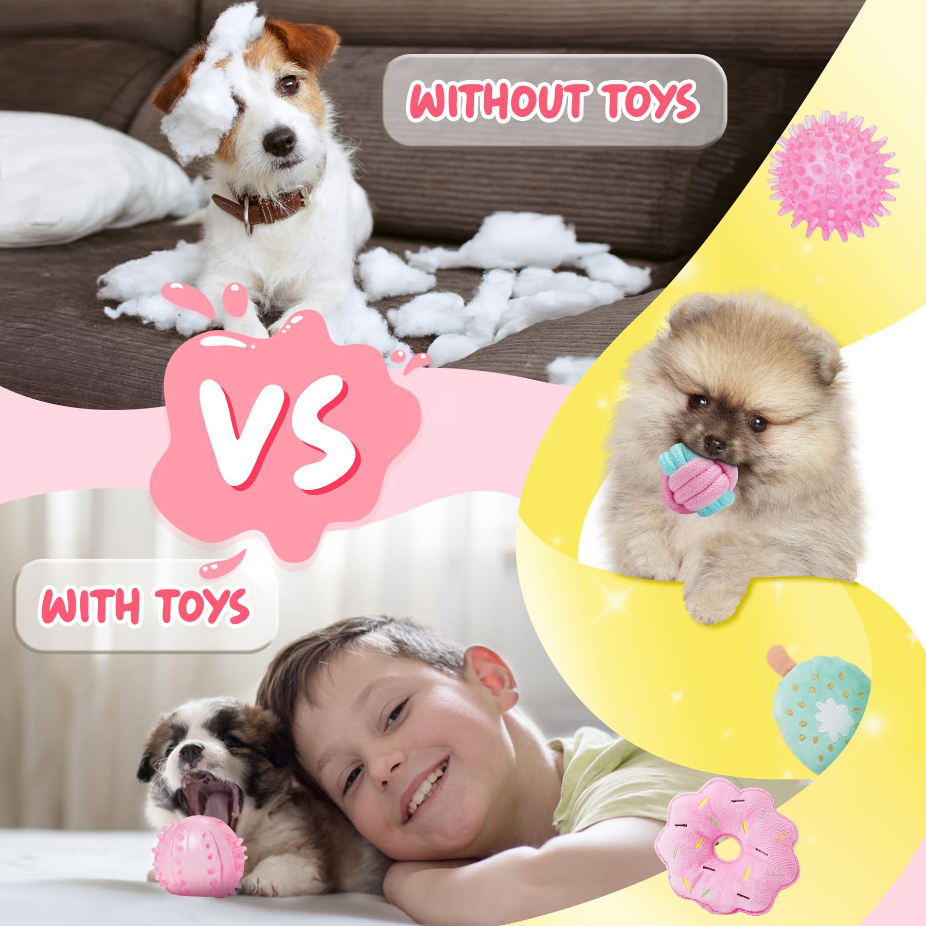 XIUGOAL pink puppy toys rubber-chew durable gum massage for teething moments