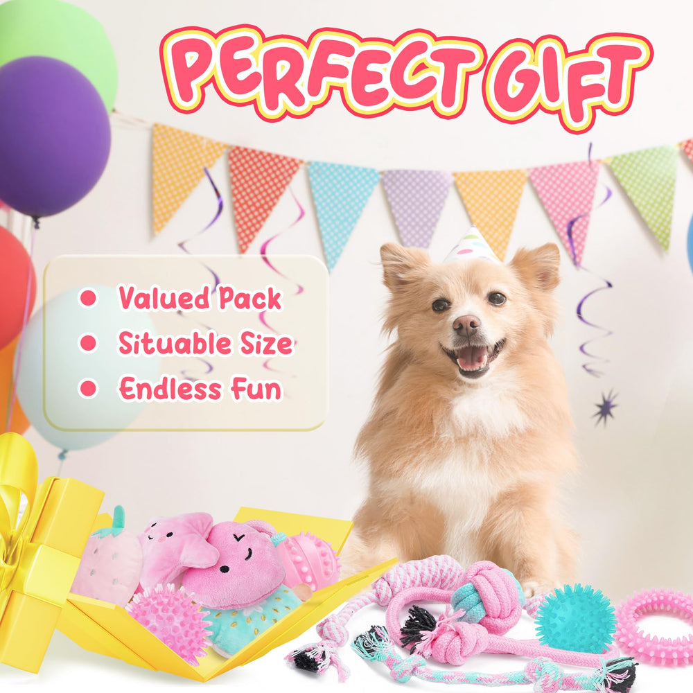 XIUGOAL pink puppy toys teething-gum-massage highlights multi-shape relief for puppies
