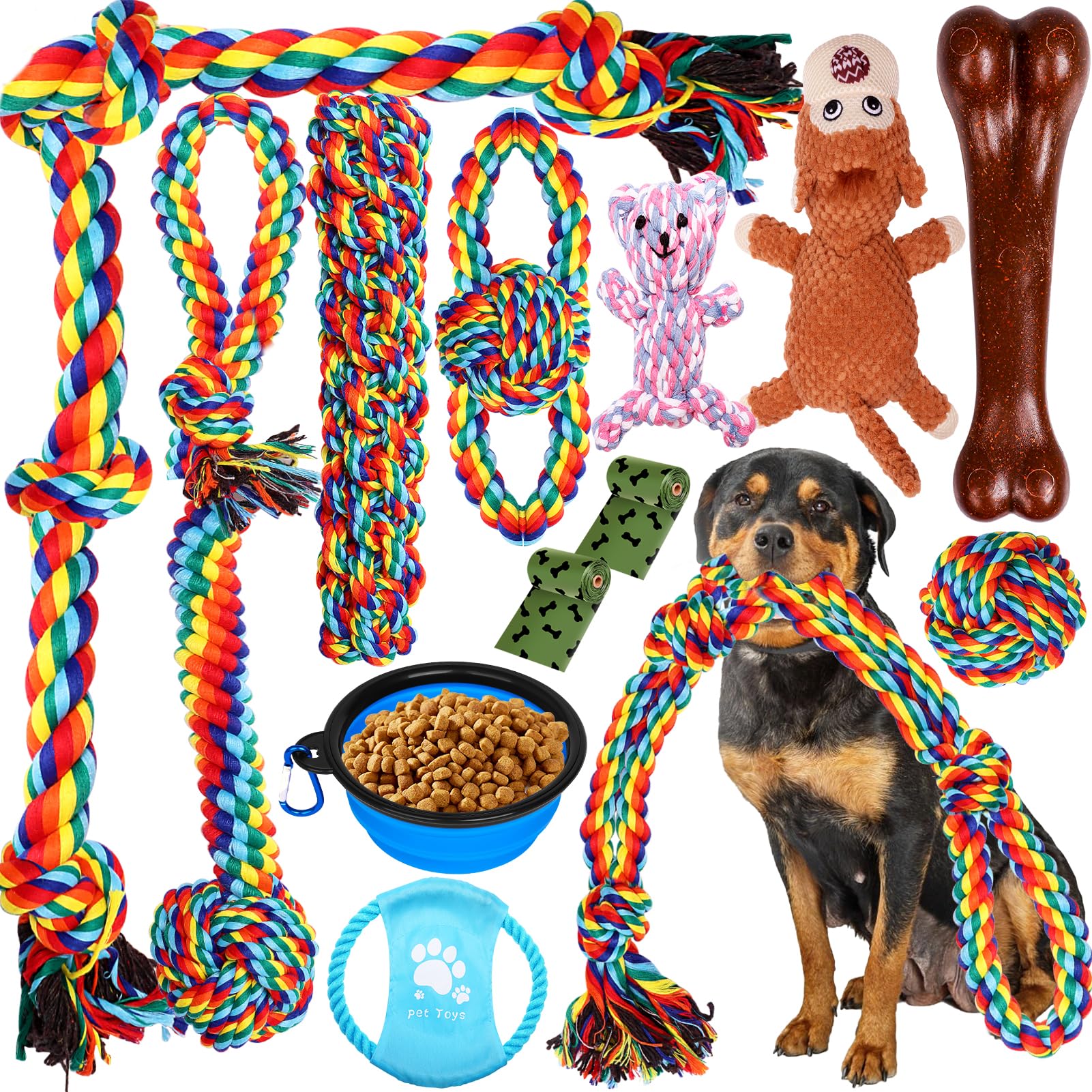 XLMYS rope toys bundle with durable knots ideal for aggressive chewers and long chew sessions