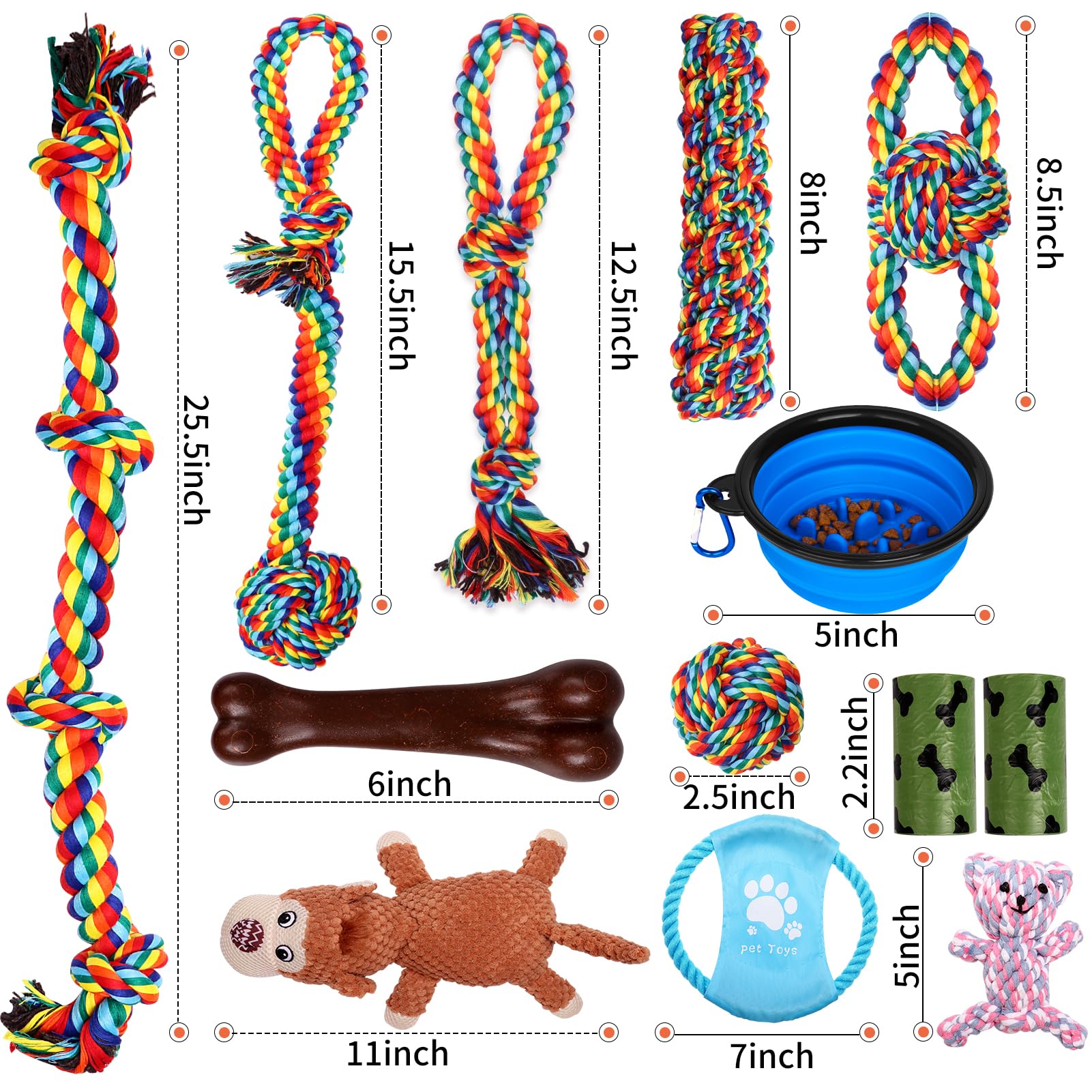 XLMYS colorful rope toys attract dogs with vibrant textures