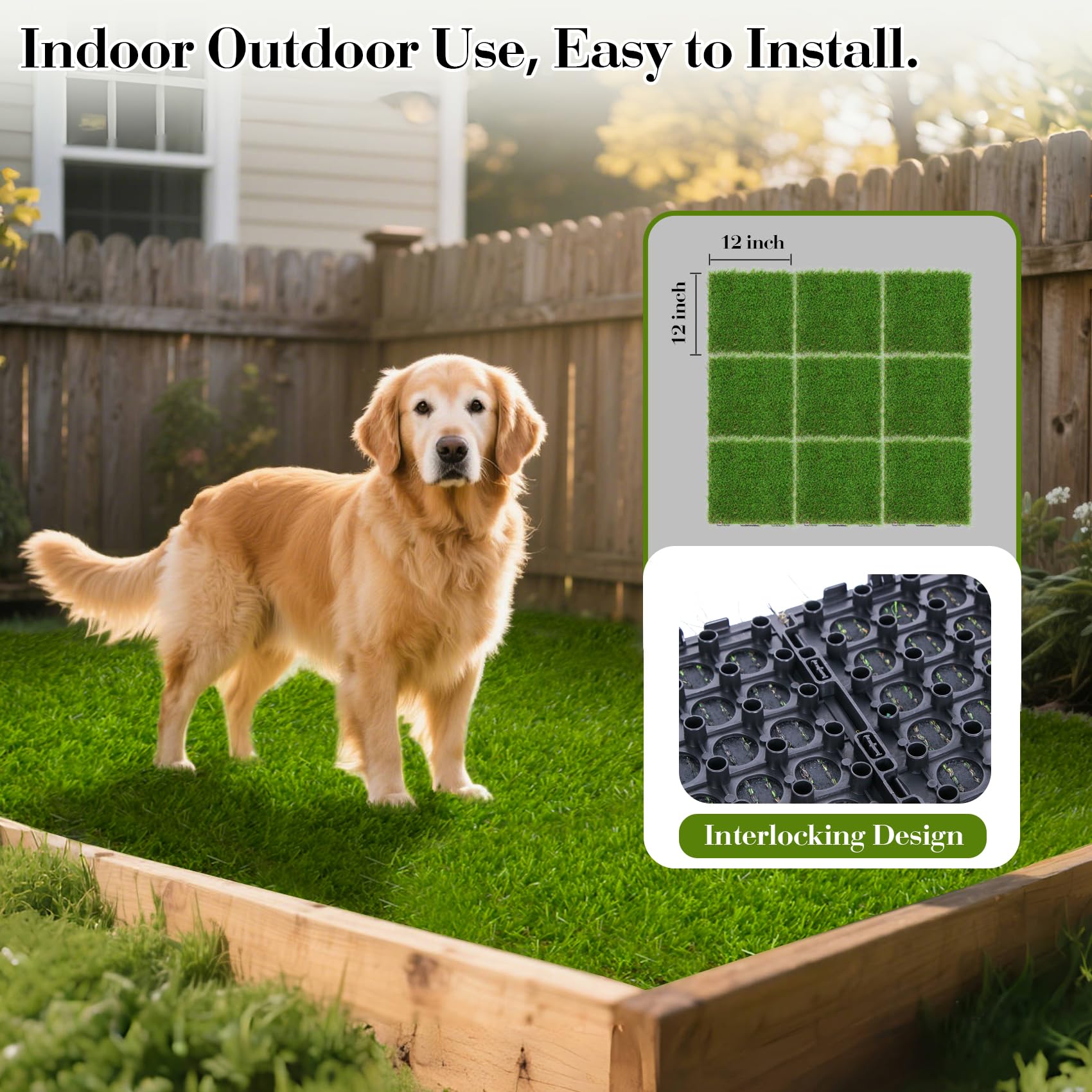 XLX TURF easy-assembly dog grass tile set up in minutes.