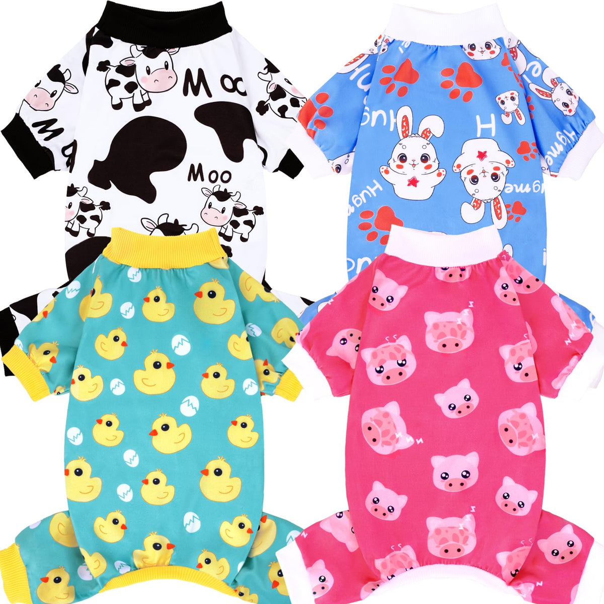 XPUDAC 4-pack small-dog pajamas for daily wear and easy outfit rotation.