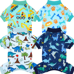 XPUDAC 4pack dog pajamas shown, cozy all-season sleepwear for small to medium dogs