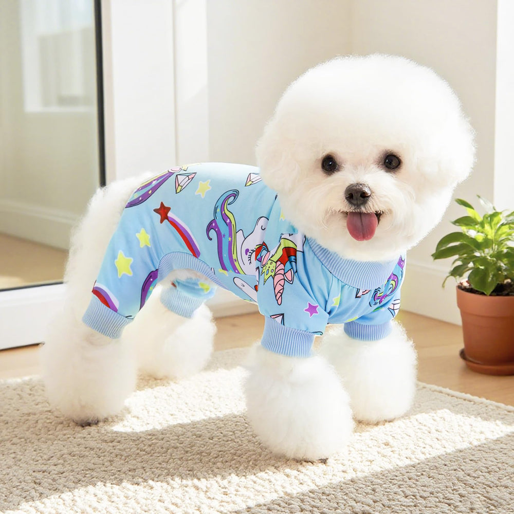 XPUDAC dog pajama with elastic bottom band for secure fit.