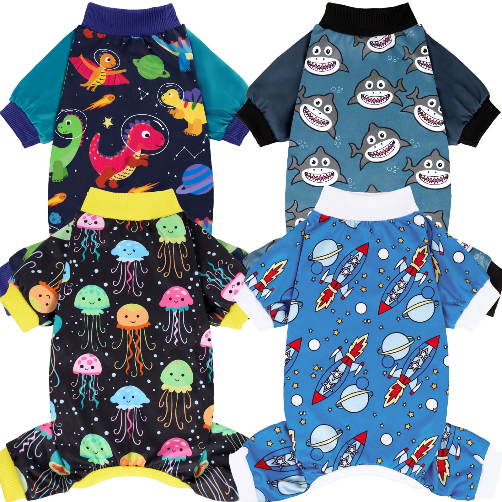 XPUDAC dog pajamas with universe dinosaur pattern for small dogs' cozy wear