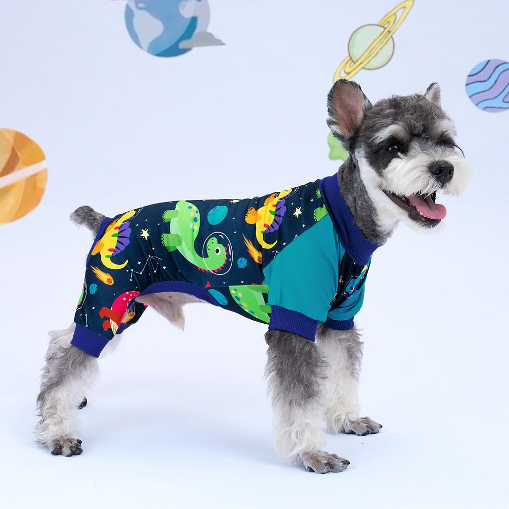 XPUDAC dog pajamas with universe shark pattern for playful outfits