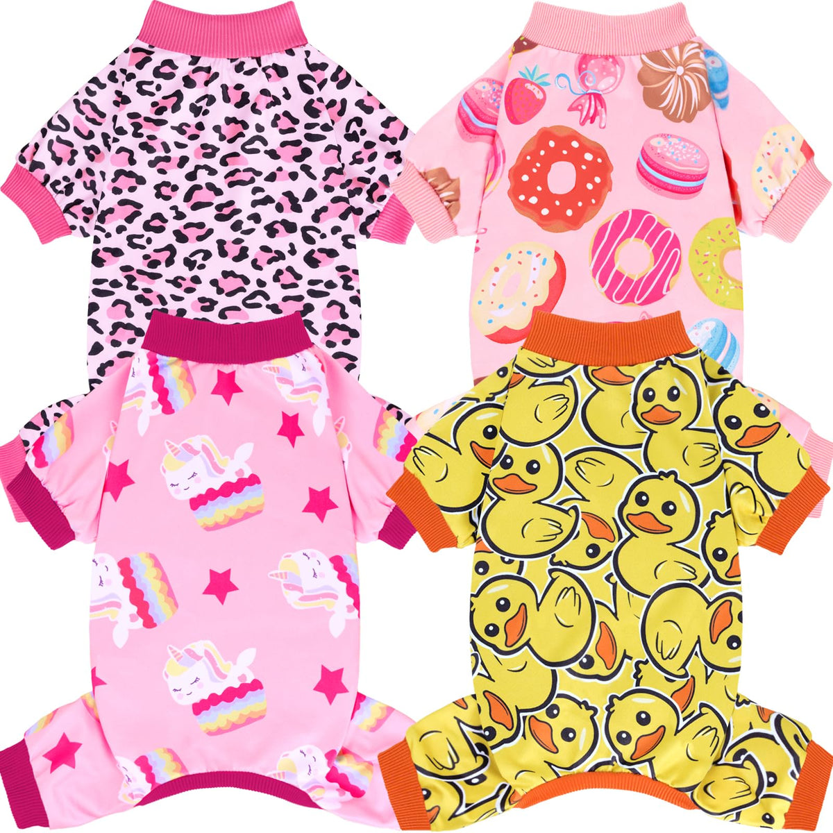 XPUDAC dog pajamas, yellow duck pattern, cozy sleepwear for small dogs