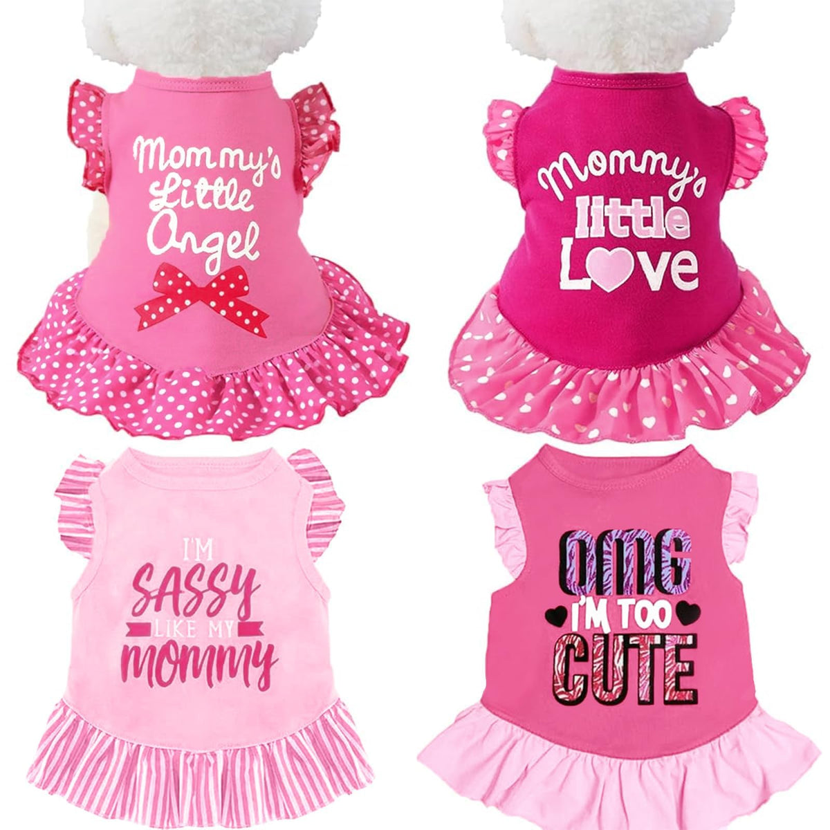 XPUDAC Pink Angel XS dress front view for adorable small dogs.